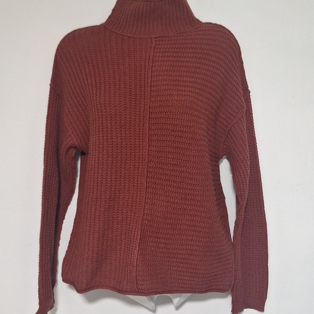 Sonoma Mock Neck Textured Knit Sweater Long Sleeve Brick